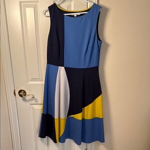Boden 12L Colorblock Sleeveless Dress - Blue, Yellow, White, Navy